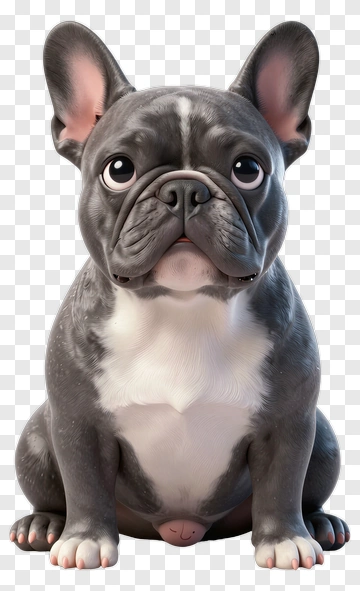 3D French Bulldog Sitting PNG