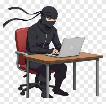 Ninja Working On A Laptop PNG