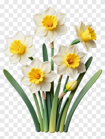 Colorful Daffodil Bouquet PNG