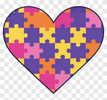 Colorful Heart Puzzle Piece Design PNG