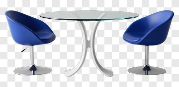 Modern Blue Chairs And Glass Table PNG