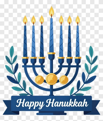 Happy Hanukkah Menorah With Candles PNG