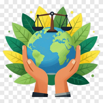 Hands Holding Earth With Scales And Leaves PNG