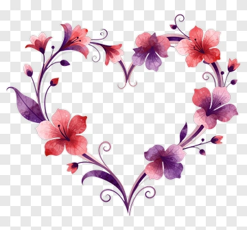 Colorful Floral Heart Frame PNG