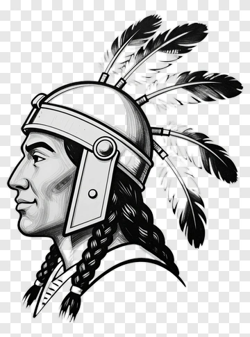 Native American Warrior Profile With Feathered Headdress PNG