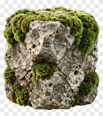 Rock Covered In Green Moss PNG
