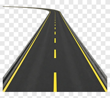 Curved Asphalt Road With Yellow Lines PNG