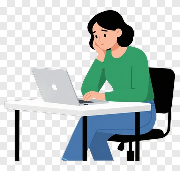 Woman Working On A Laptop At A Desk PNG