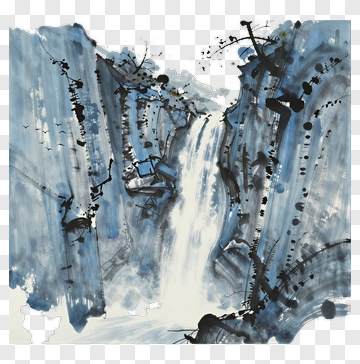 Waterfall In A Blue Landscape PNG