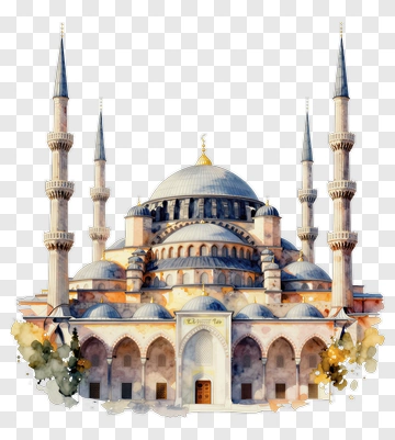 Watercolor Mosque With Minarets PNG