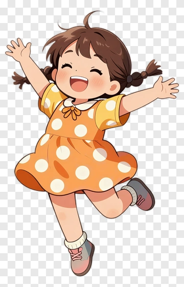 Happy Girl In A Polka Dot Dress PNG