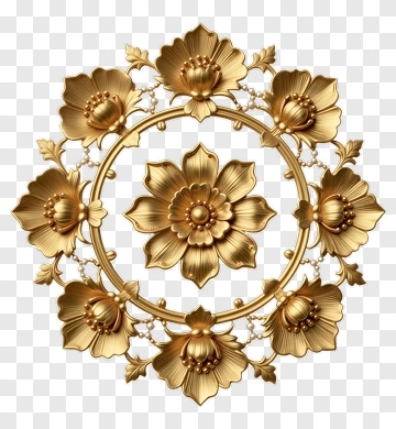 Golden Floral Decoration PNG