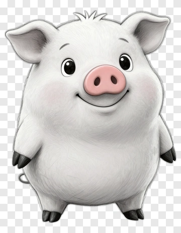 Cartoon Pig With A Happy Expression PNG