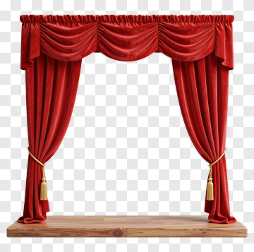 Red Theater Curtains On A Wooden Stage PNG