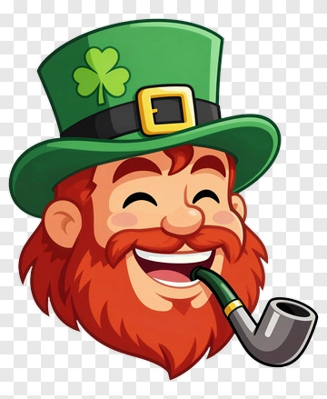 Cartoon Leprechaun Smiling With A Pipe PNG