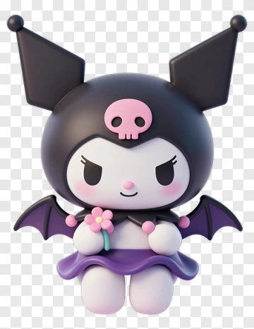 Cute Cartoon Bat Character Holding A Flower PNG