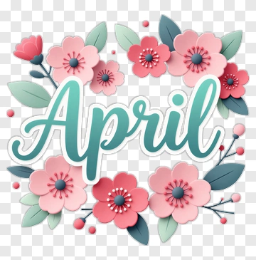 Colorful April Floral Design PNG