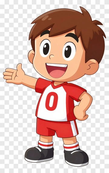 Cartoon Boy In Red Soccer Uniform PNG