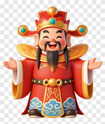 Cartoon God Of Wealth With Open Arms PNG