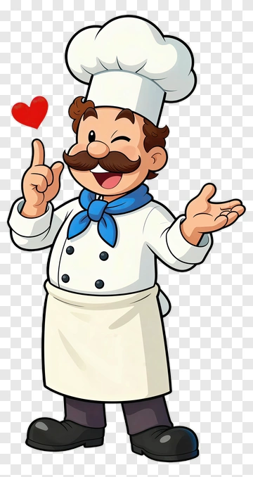 Cartoon Chef Winking And Gesturing PNG
