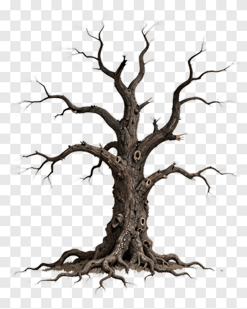 Detailed Tree With Twisted Branches PNG