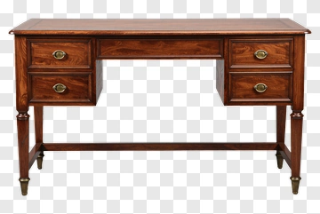 Wooden Desk With Drawers PNG