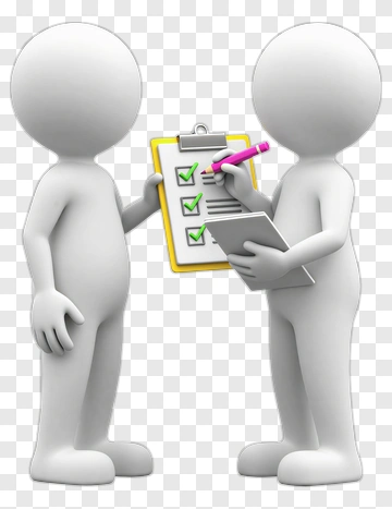 3D Characters Engaging In A Checklist Discussion PNG