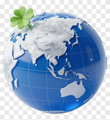 Globe With A Clover Leaf PNG