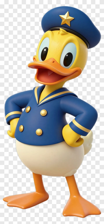 Cartoon Duck In A Blue Captain's Outfit PNG