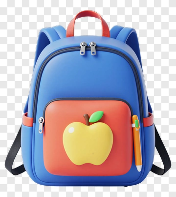 Colorful Backpack With Apple Design PNG