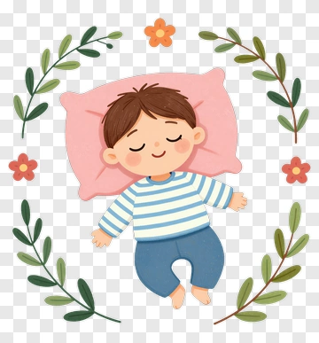 Sleeping Boy With Floral Frame PNG