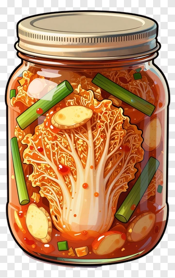 Pickled Vegetable Jar With Mushrooms And Green Onions PNG