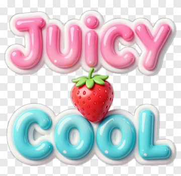 Juicy Cool Strawberry Text PNG