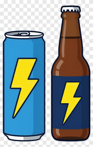 Cartoon Energy Drink Can And Bottle PNG