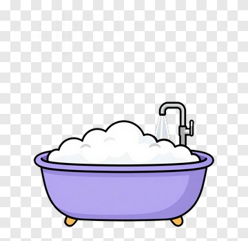 Cartoon Bathtub Filled With Bubbles PNG