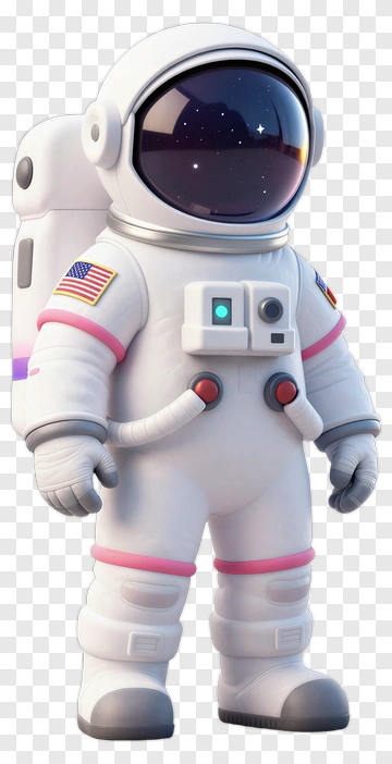 3D Cartoon Astronaut In Space Suit PNG