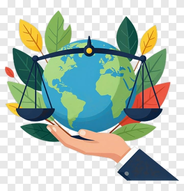 Hand Holding A Balanced Scale With Earth And Leaves PNG