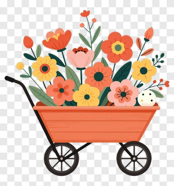 Colorful Flower Cart PNG