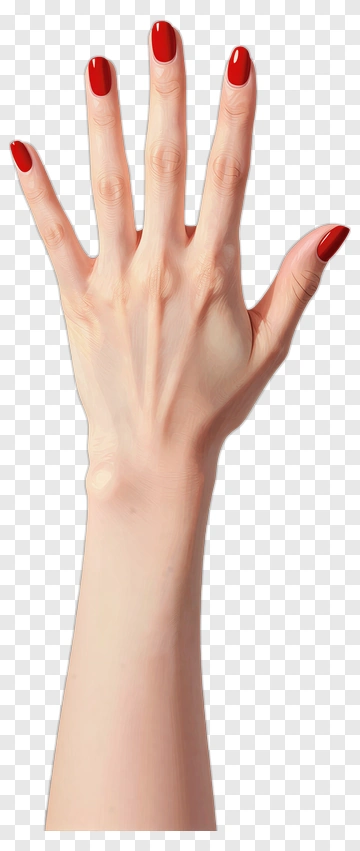 Hand With Red Nail Polish PNG