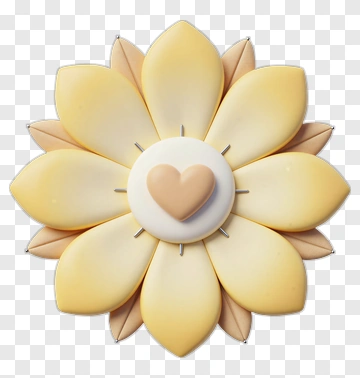 Flower With Heart Center PNG