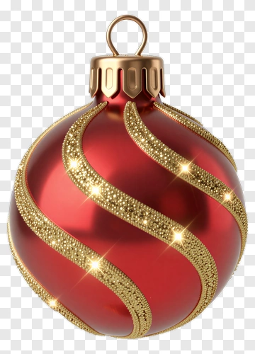 Red Christmas Ornament With Gold Accents PNG