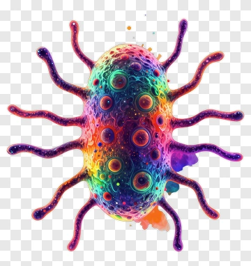 Colorful Microorganism With Tentacles PNG