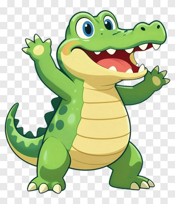 Cartoon Alligator With A Happy Expression PNG