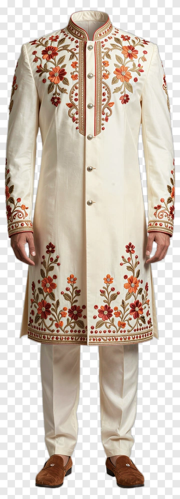 Embroidered Sherwani Suit PNG