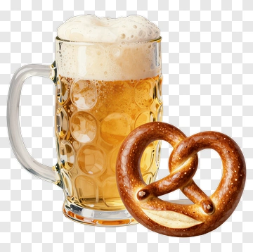 Beer Mug With A Pretzel PNG
