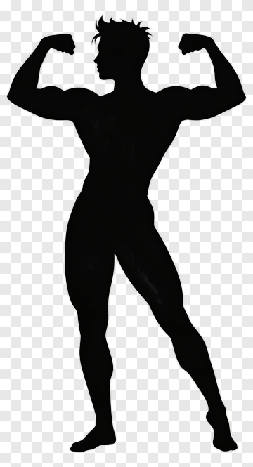 Silhouette Of A Muscular Man Flexing PNG