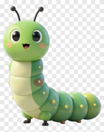 Cartoon Caterpillar With A Happy Expression PNG