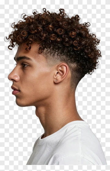 Young Man With Curly Hair PNG
