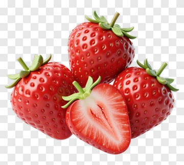 Fresh Strawberries With A Cut Strawberry PNG