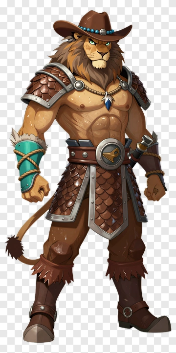 Lion Warrior Character In Armor PNG